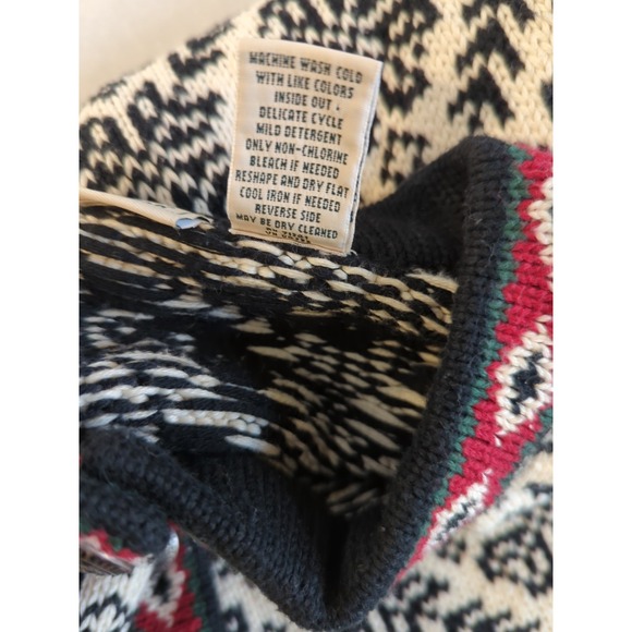 Vtg LL Bean Cardigan Sweater Plus 3X Cotton Nordic Fair Isle Cotton Hong Kong - Picture 6 of 8